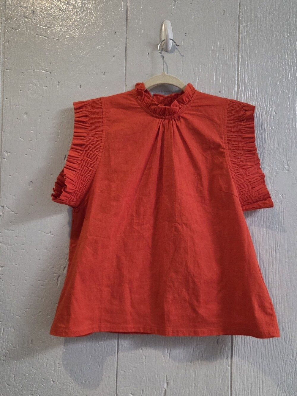 THML Red Ruffle Neck Sleeveless Blouse